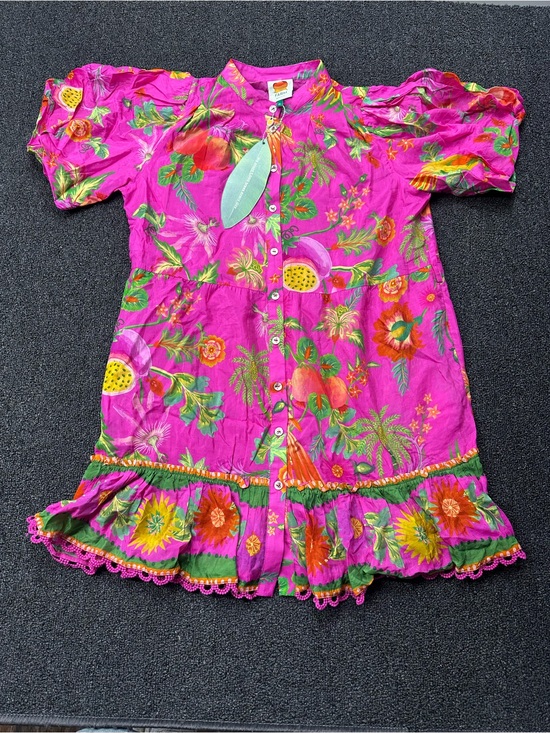 FARM Rio Dresses & Skirts - Farm Rio Women's Pink Delicate Fruit Garden Mini Shirt Dress Size M No Belt- NWT